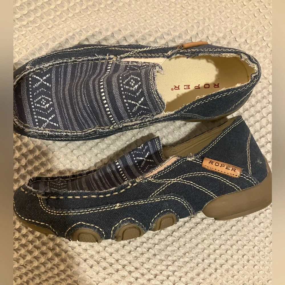 Roper Denim Driving Shoe Flat Slip-On Shoes, Size 6.5, Nearly New - Picture 4 of 6